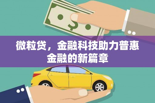 中西微粒贷，金融科技助力普惠金融的新篇章