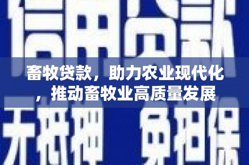 中西畜牧贷款，助力农业现代化，推动畜牧业高质量发展