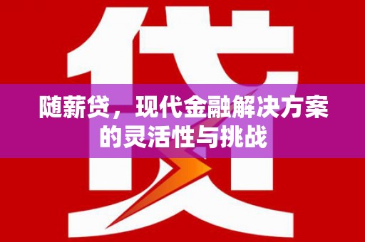 中西随薪贷，现代金融解决方案的灵活性与挑战