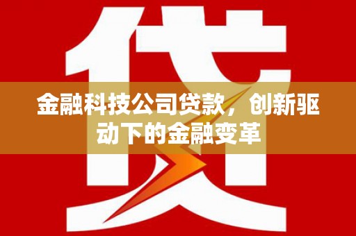 中西金融科技公司贷款，创新驱动下的金融变革
