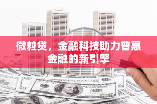 中西微粒贷，金融科技助力普惠金融的新引擎
