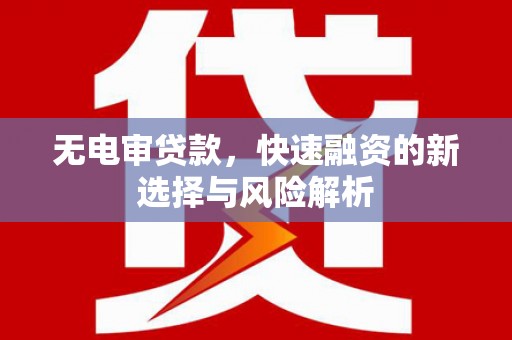 中西无电审贷款，快速融资的新选择与风险解析