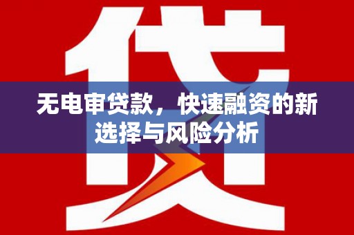 中西无电审贷款，快速融资的新选择与风险分析