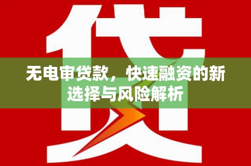 中西无电审贷款，快速融资的新选择与风险解析
