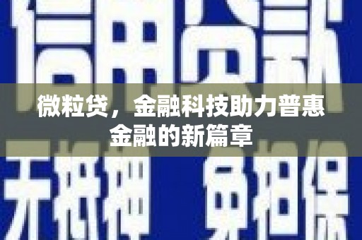 中西微粒贷，金融科技助力普惠金融的新篇章