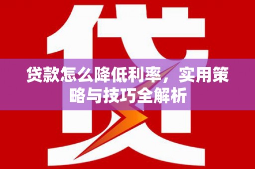 中西贷款怎么降低利率，实用策略与技巧全解析