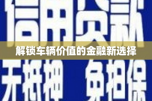 中西解锁车辆价值的金融新选择