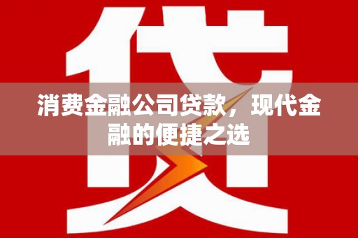 中西消费金融公司贷款，现代金融的便捷之选