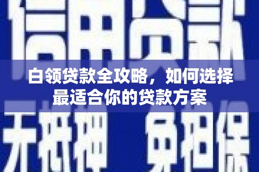 中西白领贷款全攻略，如何选择最适合你的贷款方案